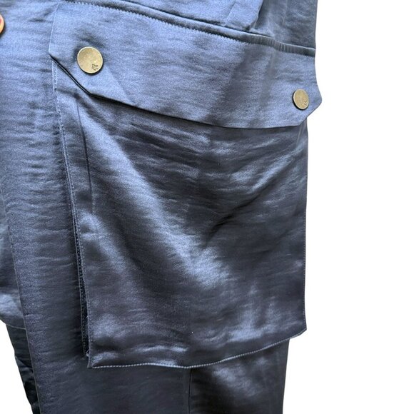 DG2 Diane Gilman Satin Cargo Pants Plus Size 18W Blue Straight Leg NWT - Picture 10 of 12